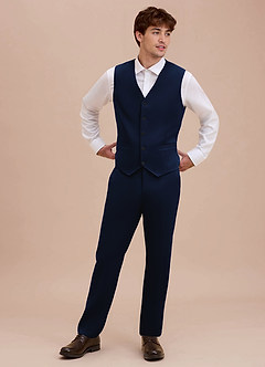 front Ethan Blue Refined Weave Suit Vest
