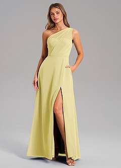 Azazie Phaedra Abiti da Damigella Abito A-Line in Chiffon Monospalla Sorbetto Al Limone image3