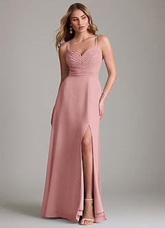 Azazie Terese Bridesmaid Dresses Dusty Rose A-Line Pleated Chiffon Dress image1