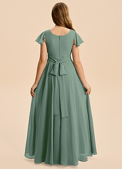 Azazie Cady Junior Eucalyptus A-Line Pleated Chiffon Dress image2