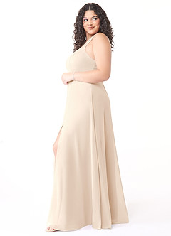 Azazie Jane Bridesmaid Dresses White Alabaster A-Line V-Neck Pleated Chiffon Dress image8