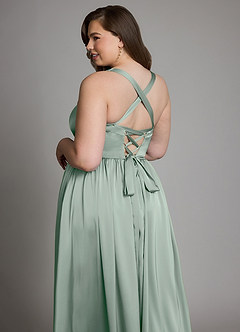 Azazie Francis At-home Try On Dresses Agave A-Line Corset Stretch Satin Dress image15