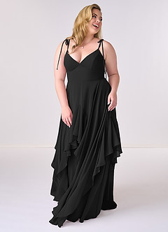 Barbie ♥ Azazie Bridesmaid Dresses Black A-Line Bow Chiffon Dress image8
