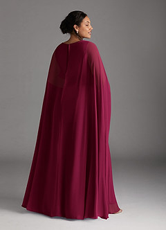 Azazie Isa vestidos de madre de la novia Vestido Borgoña de Gasa de Corte en A con Cuello en V plisado image8