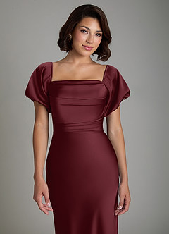 Azazie Lea Brudtärnklänningar Klänning av Sjöjungfru i Stretch Satin Off the shoulder Cabernet Konvertibel image7