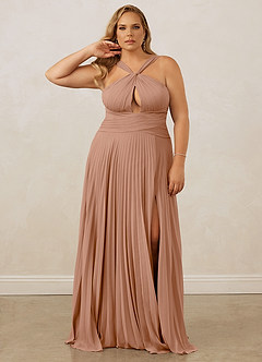 Christian Siriano Bridal for Azazie 1009 Robes de demoiselle d'honneur Robe Trapèze en Mousseline de soie Plissée Champagne Rosé image11