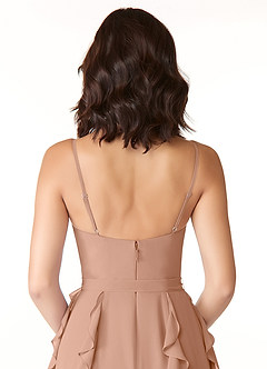 Azazie Peyton Bridesmaid Dresses Champagne Rose A-Line Ruched Chiffon Dress image3