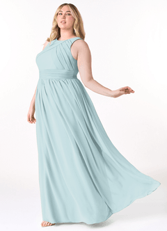 Azazie Harper Bridesmaid Dresses Mist A-Line Pleated Chiffon Dress image8