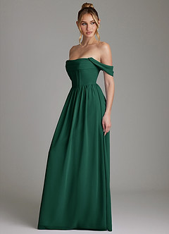 Azazie Caterina Bridesmaid Dresses Emerald A-Line Corset Chiffon Dress image9