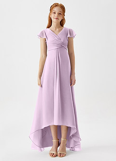 Azazie Breanne Junior Vestido de Lila Esmerilada de Gasa de Corte En A image6