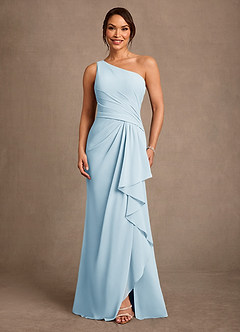 Azazie Floy Mother of the Bride Dresses Sky Blue Sheath One Shoulder Chiffon Dress image1