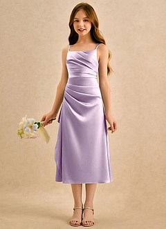 Azazie Canna Girls Formal Flower Girl Klänningar Klänning A-Line i Stretch Satin Plisserad image5