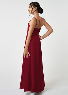 Azazie Collette Junior Burgundy A-Line Ruched Chiffon Dress image4