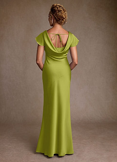 Azazie Shelby Mother of the Bride Dresses Lemongrass Mermaid Pleated Stretch Satin Dress image2