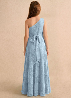 Azazie Pudles Girls Formal Robe Demoiselle D'honneur Fillette Robe Trapèze en Blumen-Burnout Asymétrique Bleu Ciel image2