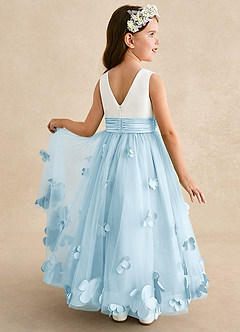 Azazie Vi Flower Girl Dresses Sky Blue A-Line Sleeveless Tulle Dress image1