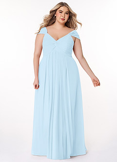 Azazie Kaitlynn Bridesmaid Dresses Sky Blue Empire Ruched Chiffon Convertible Dress image10