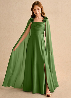 Azazie Rosita Girls Formal Flower Girl Klänningar Klä A-Line i Stretch Satin Plisserad image3