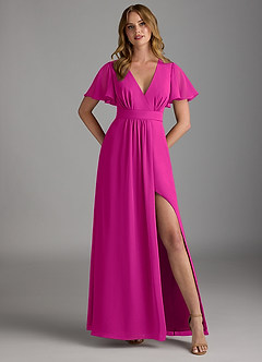 Azazie Zaniah Bridesmaid Dresses Fuchsia A-Line Chiffon Dress image1