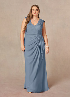 Azazie Gladys Mother of the Bride Dresses Twilight A-Line Queen Anne Lace Chiffon Dress image7
