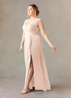 Azazie Edelin Abiti per la Madre della Sposa Abito A-Line in Maglia Scollo a Cuore Plissettato Rosa Rossore image10