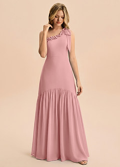 Azazie Yana Junior Dusty Rose Sheath Bow Chiffon Dress image4