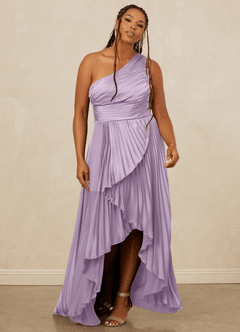 Christian Siriano Bridal for Azazie 1008 Bridesmaid Dresses Frosted Lilac A-Line One Shoulder Stretch Satin Dress image9