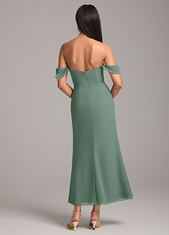 Azazie Saige Bridesmaid Dresses Eucalyptus Sheath Off the Shoulder Chiffon Convertible Dress image5