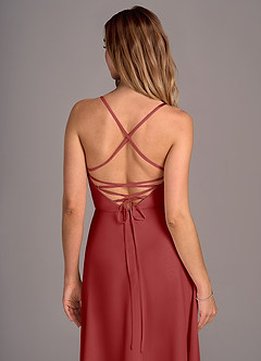 Azazie Mei Bridesmaid Dresses Rust A-Line Chiffon Dress image2