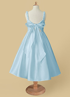 Azazie Cutie Pie vestidos de niña de las flores Vestido de Azul Cielo de Satin Mate de Corte En A con Plisado image5