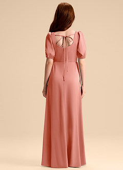 Azazie Briar Junior A-Linie Schleifen Stretch-Satin Kleid Koralle image2