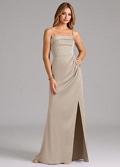 Azazie Aretha Bridesmaid Dresses Frost A-Line Strapless Stretch Satin Convertible Dress image6