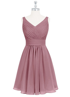Azazie Grace Bridesmaid Dresses Vintage Mauve A-Line Pleated Chiffon Dress image7