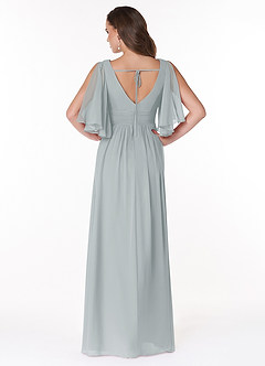 Azazie Temeka Bridesmaid Dresses Dolphin Grey A-Line Ruched Chiffon Dress image2
