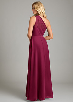 Azazie Phaedra Bridesmaid Dresses Burgundy A-Line One Shoulder Chiffon Dress image2