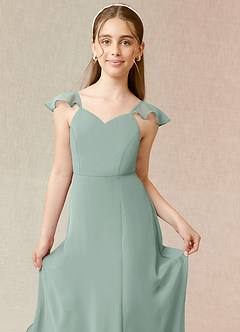Azazie Everett Junior Agave A-Line Chiffon Dress image5