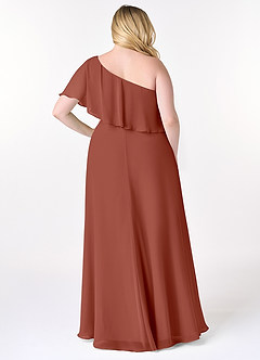 Azazie Lizzy Bridesmaid Dresses Auburn A-Line One Shoulder Chiffon Dress image9