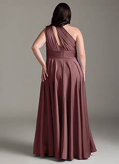 Azazie Charlize Bridesmaid Dresses Vintage Mauve A-Line One Shoulder Stretch Satin Dress image10