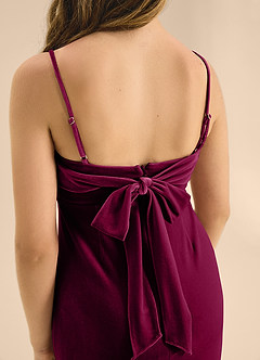 Azazie Mai Junior Brick Red A-Line Sweetheart Neckline Velvet Dress image8