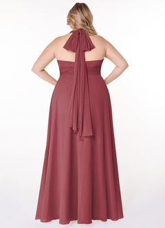 Azazie Fifi Robes de demoiselle d'honneur Robe Trapèze Convertible en Mousseline de soie Sans bretelles Merlot image13