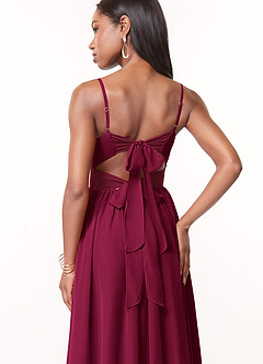 Azazie Zeya Bridesmaid Dresses Burgundy A-Line V-Neck Pleated Chiffon Dress image2