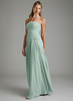 Azazie Layla Bridesmaid Dresses Agave A-Line Strapless Chiffon Dress image4