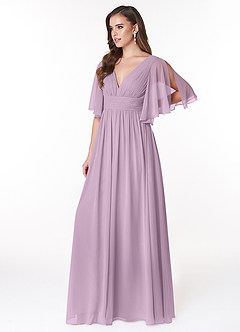 Azazie Temeka Bridesmaid Dresses Wisteria A-Line Ruched Chiffon Dress image3