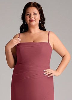 Azazie Leonis Bridesmaid Dresses Merlot Sheath Strapless Chiffon Convertible Dress image15
