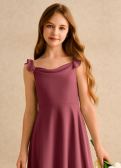 Azazie Puppy Girls Formal Flower Girl Dresses Merlot A-Line Pleated Chiffon Dress image6