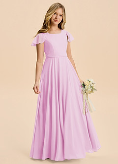 Azazie Cady Junior Candy Pink A-Line Pleated Chiffon Dress image3