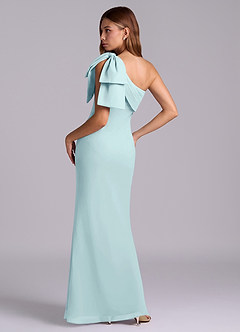 Azazie Yuanna Bridesmaid Dresses Sea Glass Mermaid One Shoulder Chiffon Dress image6