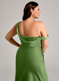 Azazie Madelyn Brudtärnklänningar Klä av Sjöjungfru i Stretch Satin Ena axeln Basilika Konvertibel image14