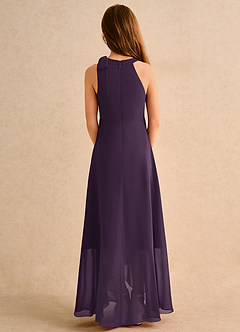 Azazie Boop Girls Formal Flower Girl Dresses Plum A-Line Bow Chiffon Dress image2