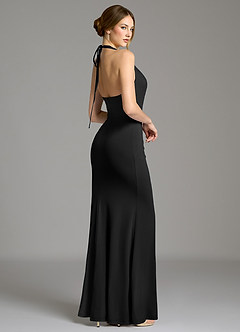 Azazie Gwyneth Bridesmaid Dresses Black Mermaid Pleated Premium Stretch Jersey Dress image2